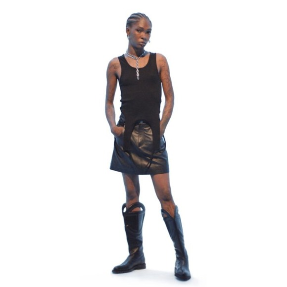 Telfar x Wilsons Leather Short Skirt Chocolate Brown Genuine Leather Size 45
